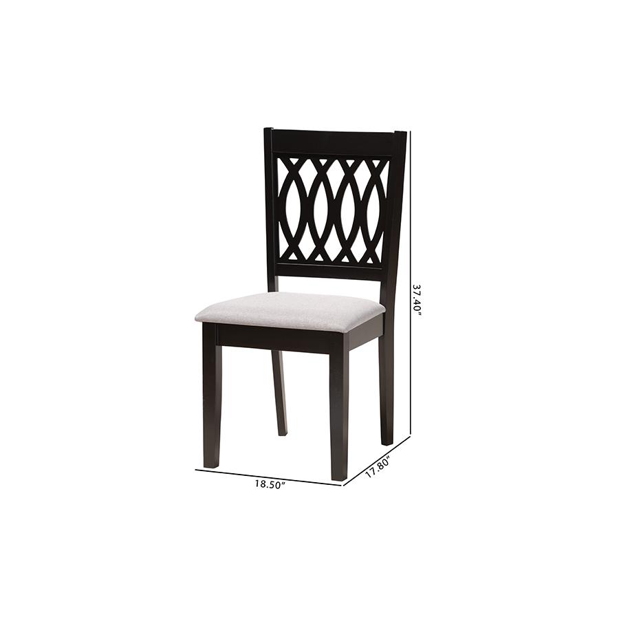 Florencia Modern Grey Fabric and Espresso Brown Finished Wood Dining Chair. Picture 9