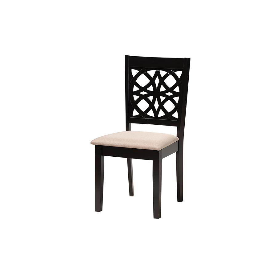 Abigail Modern Beige Fabric and Dark Brown Finished Wood 5-Piece Dining Set. Picture 2