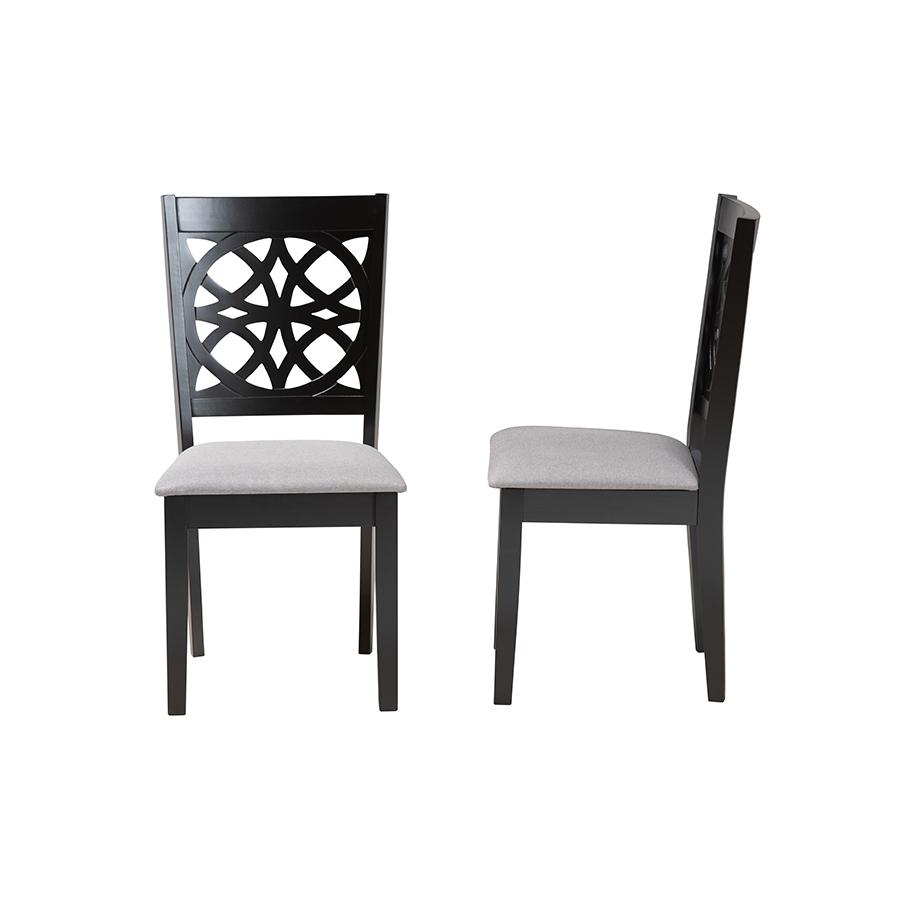 Abigail Modern Grey Fabric and Dark Brown Finished Wood 2-Piece Dining Chair Set. Picture 3