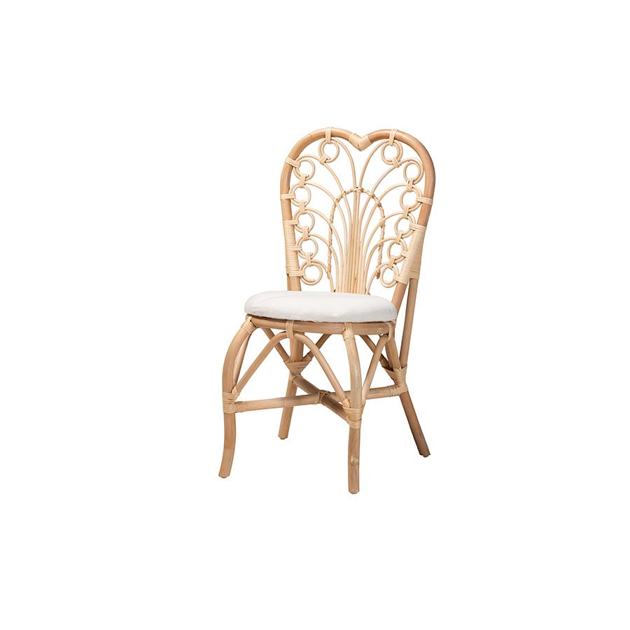 bali & pari Jerica Modern Bohemian Natural Brown Rattan Dining Chair. Picture 1