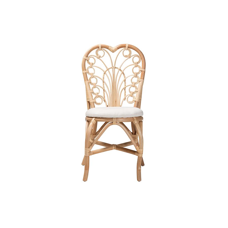 bali & pari Jerica Modern Bohemian Natural Brown Rattan Dining Chair. Picture 2