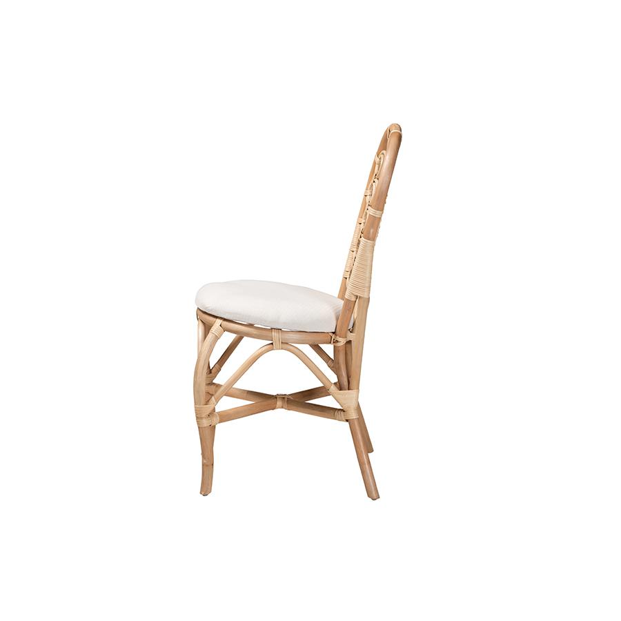 bali & pari Jerica Modern Bohemian Natural Brown Rattan Dining Chair. Picture 3
