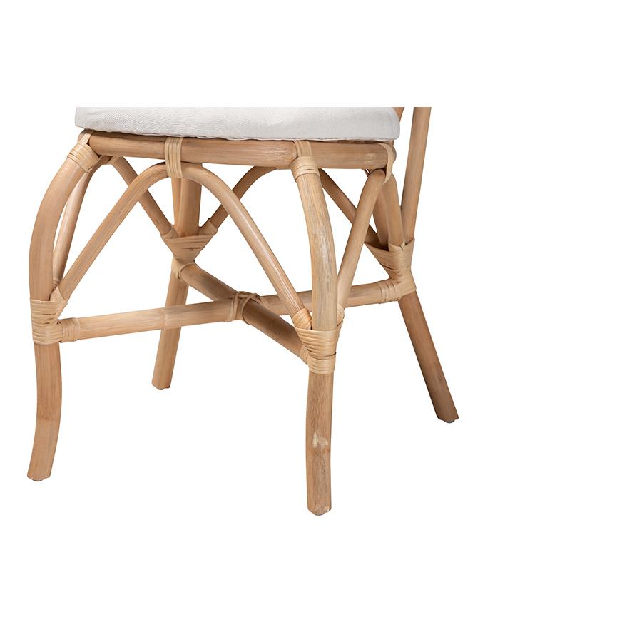 bali & pari Jerica Modern Bohemian Natural Brown Rattan Dining Chair. Picture 6