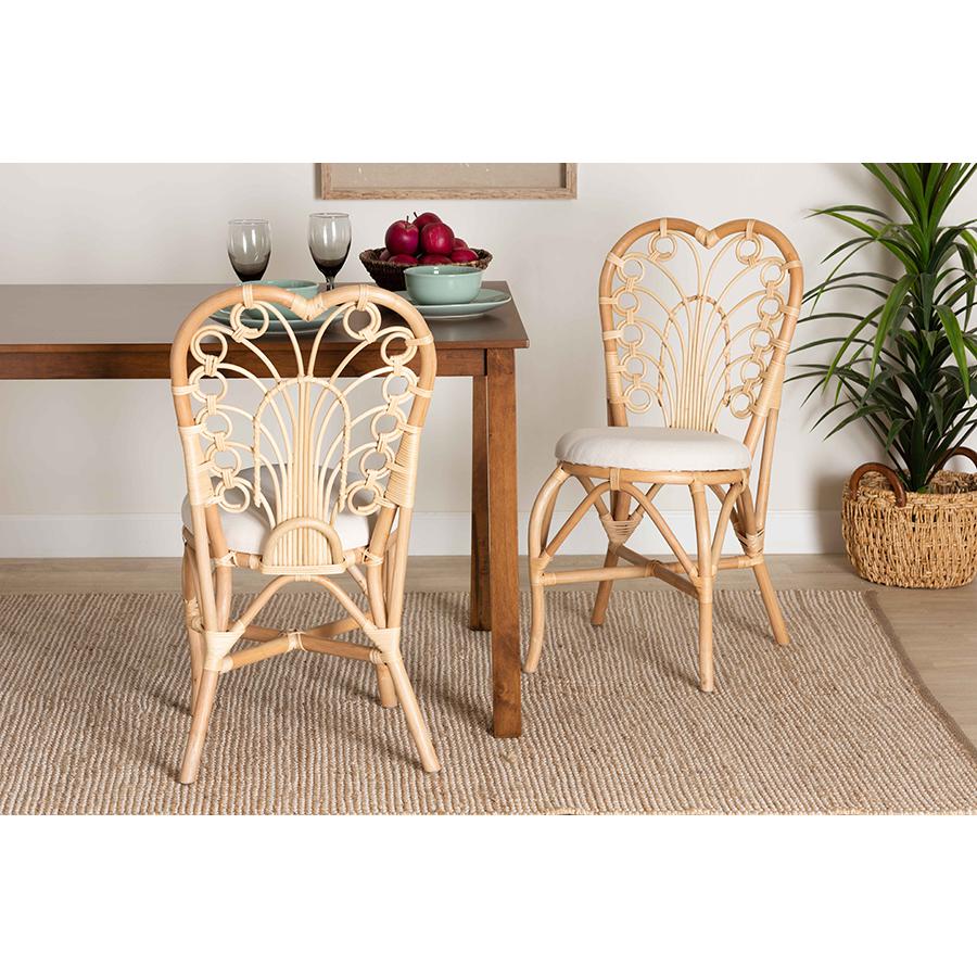 bali & pari Jerica Modern Bohemian Natural Brown Rattan Dining Chair. Picture 8