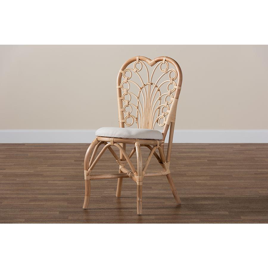 bali & pari Jerica Modern Bohemian Natural Brown Rattan Dining Chair. Picture 9