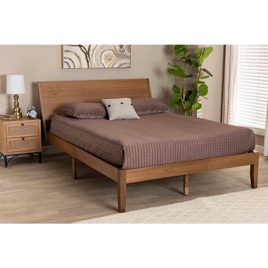 Transitional Walnut Brown Finished Wood Queen Size Platform Bed. Picture 7