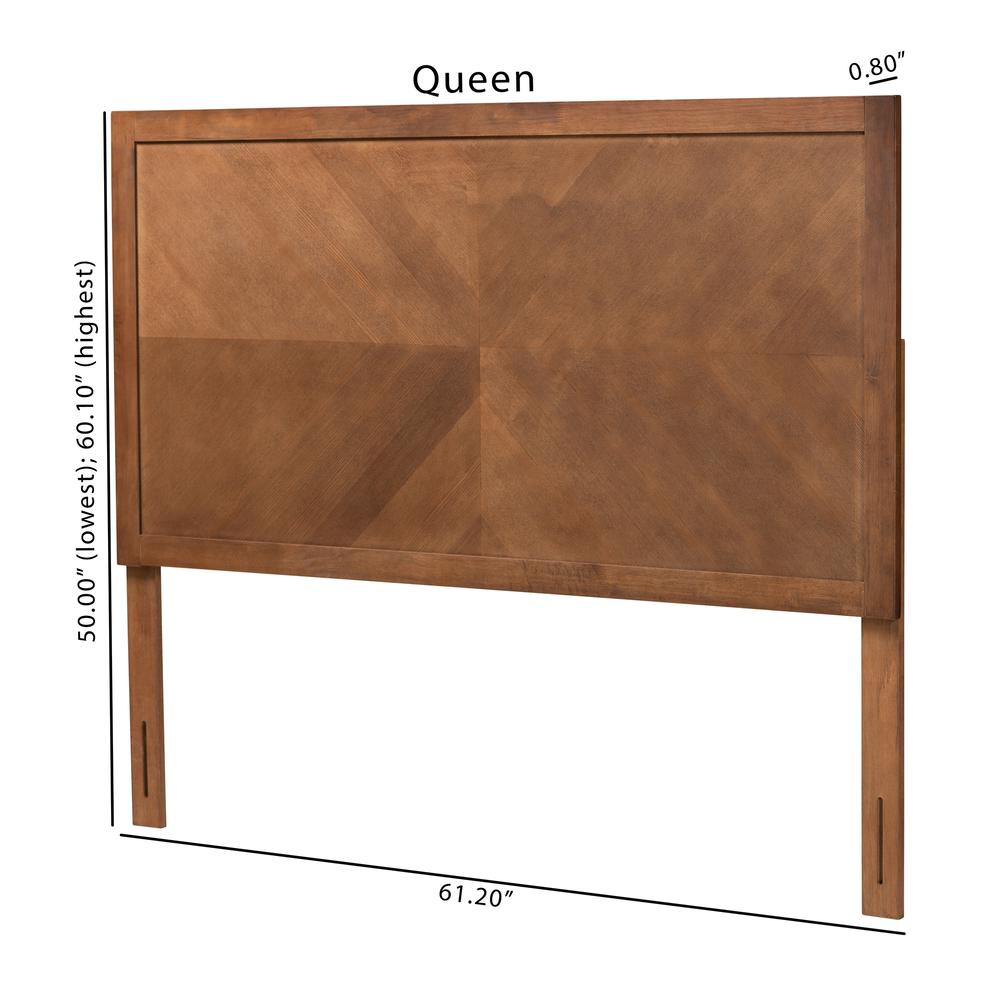 Baxton Studio Theria Classic and Traditional Ash Walnut Finished Wood Queen Size Headboard. Picture 8