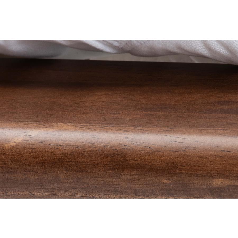 Alivia Mid-Century Modern Walnut Brown Finished Wood King Size Bed Frame. Picture 5
