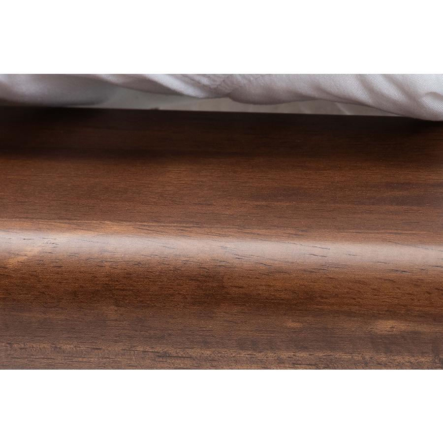 Transitional Walnut Brown Finished Wood and Gold Metal King Size Bed Frame. Picture 5