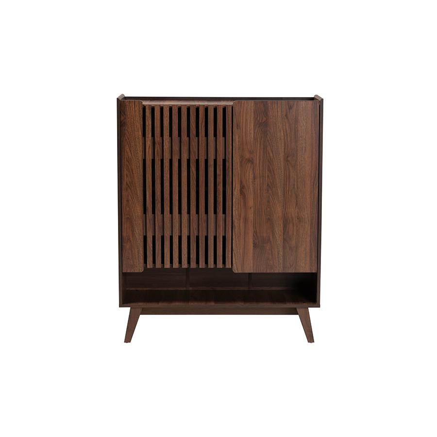 Baxton Studio Paricia Mid-Century Modern Walnut Brown Finished Wood Shoe Cabinet. Picture 3
