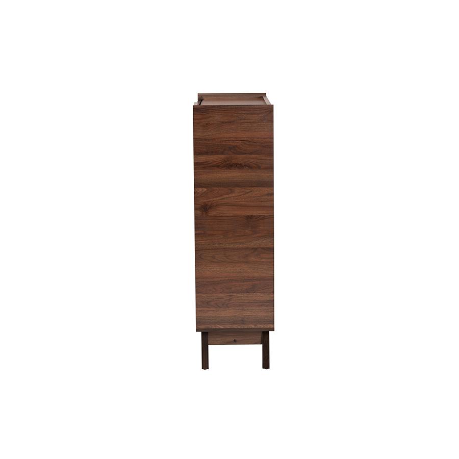 Baxton Studio Paricia Mid-Century Modern Walnut Brown Finished Wood Shoe Cabinet. Picture 4