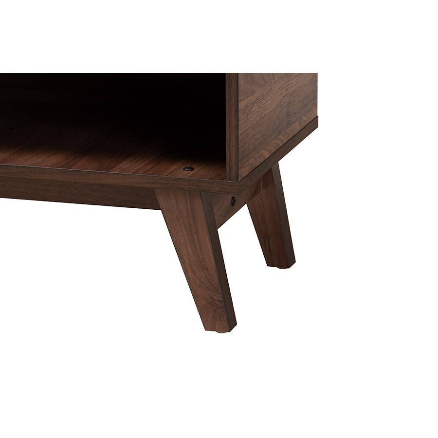 Baxton Studio Paricia Mid-Century Modern Walnut Brown Finished Wood Shoe Cabinet. Picture 7