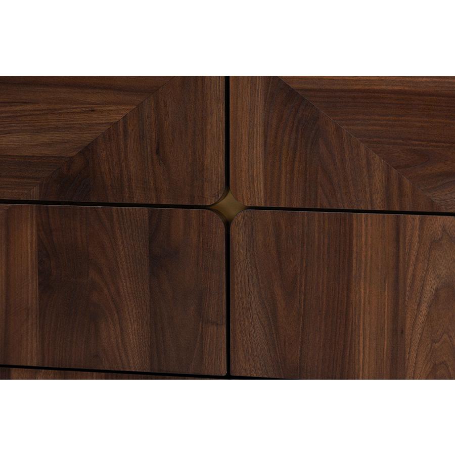 Transitional Walnut Brown Finished Wood 6-Drawer Dresser. Picture 5