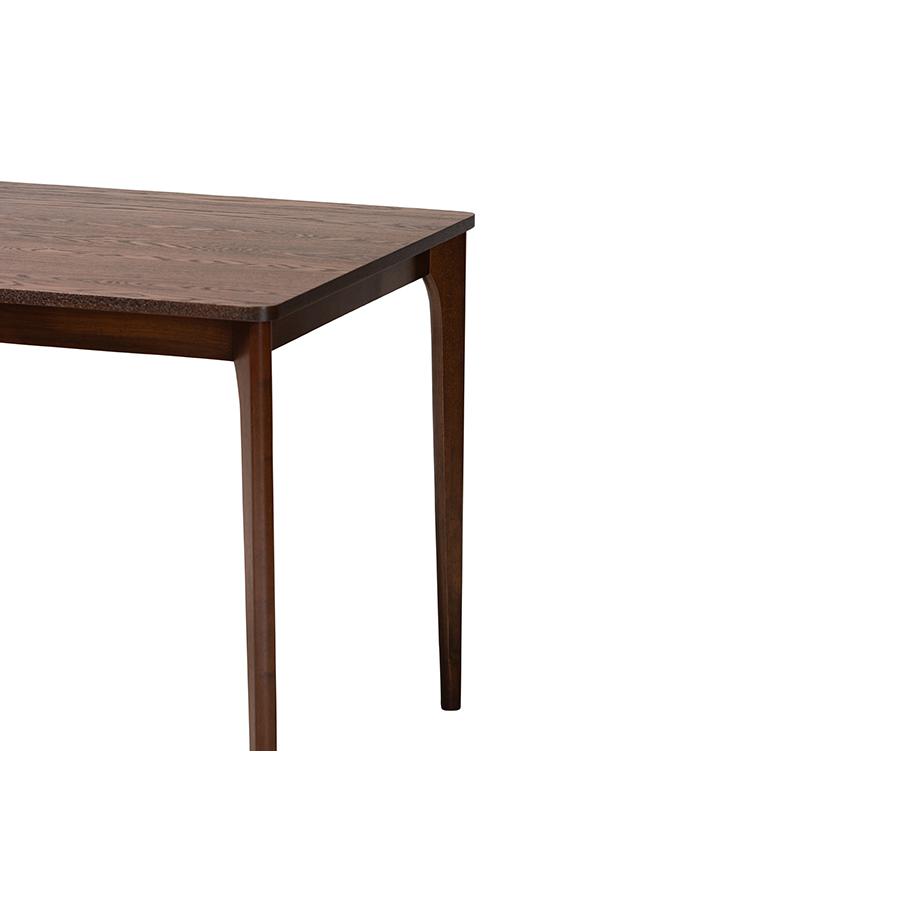 Baxton Studio Sherwin Mid-Century Modern Walnut Brown Finished Wood Dining Table. Picture 4