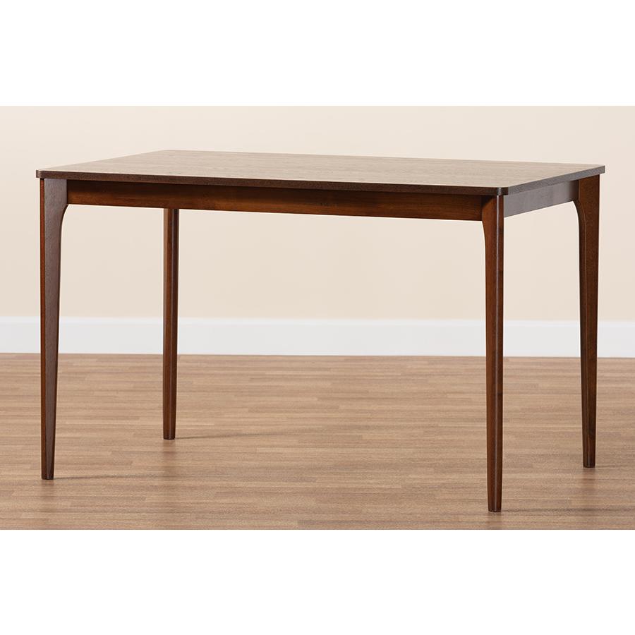 Baxton Studio Sherwin Mid-Century Modern Walnut Brown Finished Wood Dining Table. Picture 8