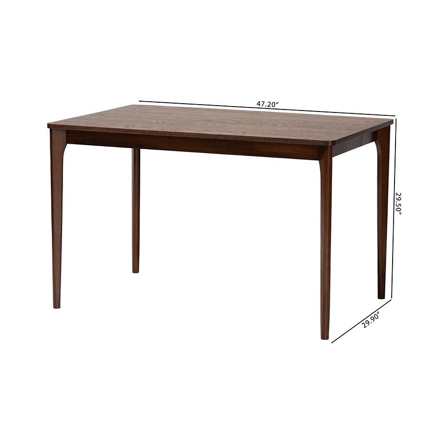 Baxton Studio Sherwin Mid-Century Modern Walnut Brown Finished Wood Dining Table. Picture 9
