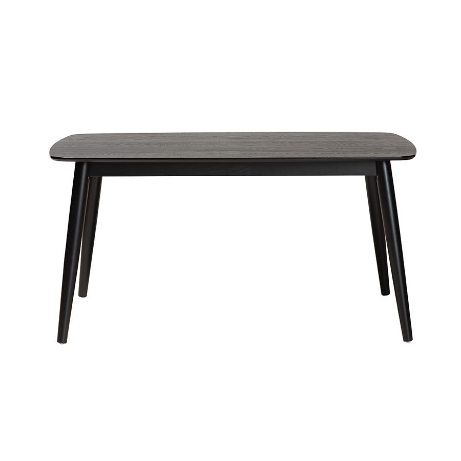 Baxton Studio Flora Mid-Century Modern Black Finished Wood Dining Table. Picture 2