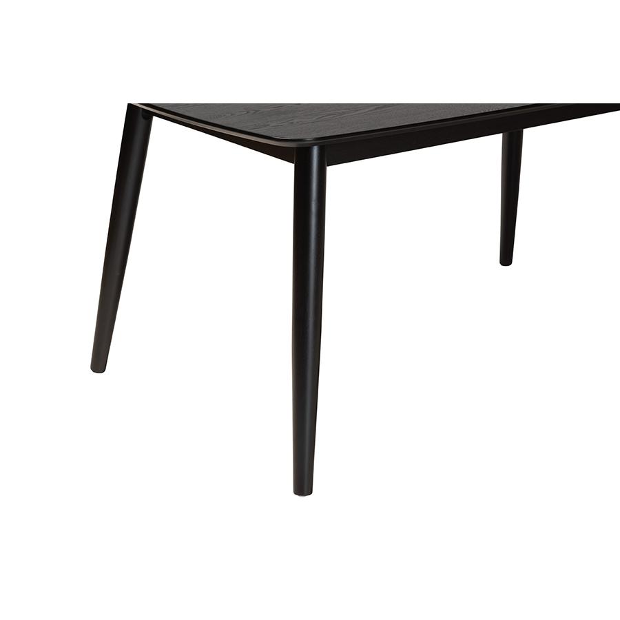 Baxton Studio Flora Mid-Century Modern Black Finished Wood Dining Table. Picture 4