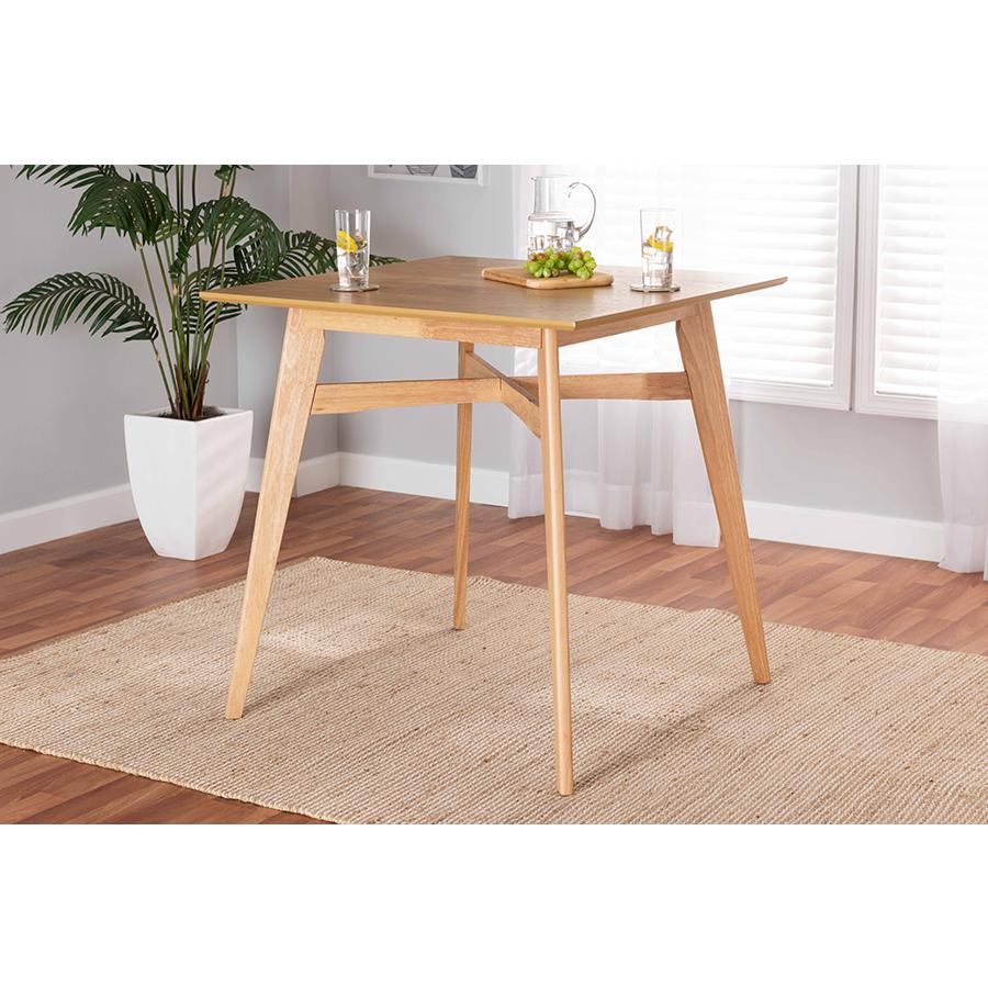 Leena Mid-Century Modern Natural Oak Finished Wood Counter Height Pub Table. Picture 6