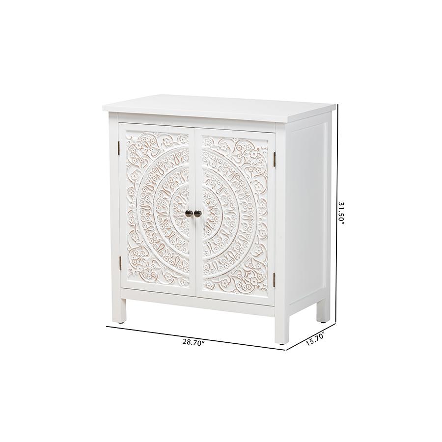 Yelena Classic and Traditional White Finished Wood 2-Door Storage Cabinet. Picture 10