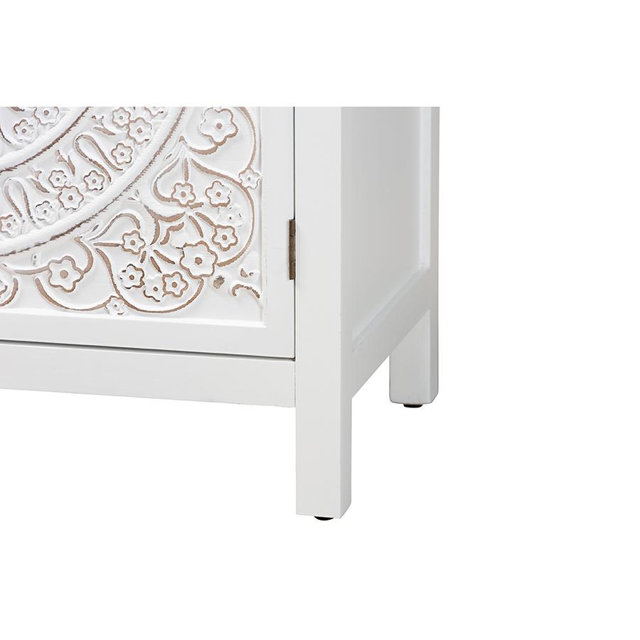 Yelena Classic and Traditional White Finished Wood 2-Door Storage Cabinet. Picture 6