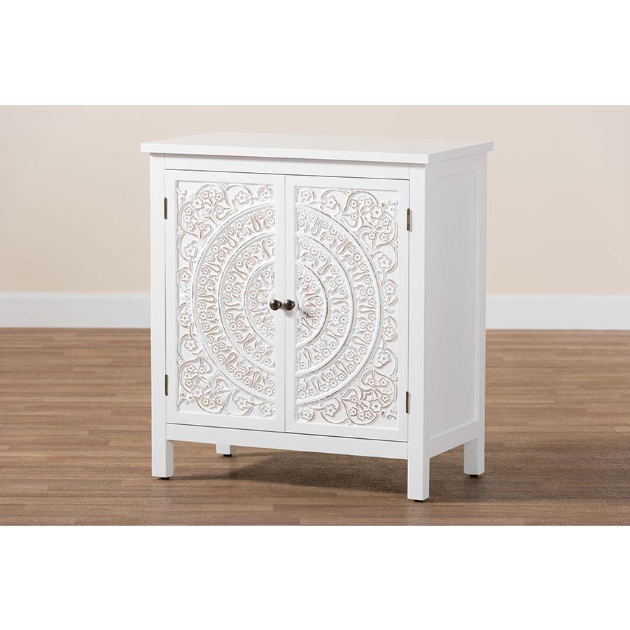 Yelena Classic and Traditional White Finished Wood 2-Door Storage Cabinet. Picture 9