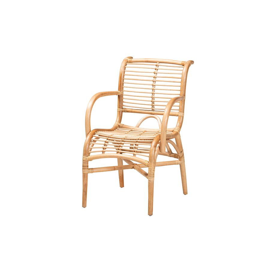 bali & pari Seminyak Modern Bohemian Natural Rattan Lounge Chair. Picture 1
