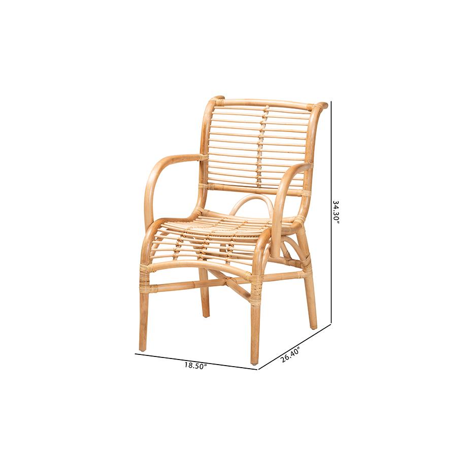 bali & pari Seminyak Modern Bohemian Natural Rattan Lounge Chair. Picture 10