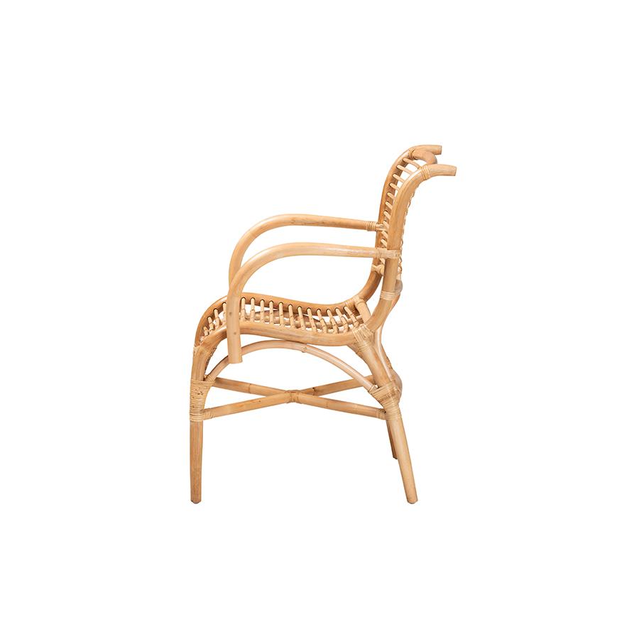 bali & pari Seminyak Modern Bohemian Natural Rattan Lounge Chair. Picture 3