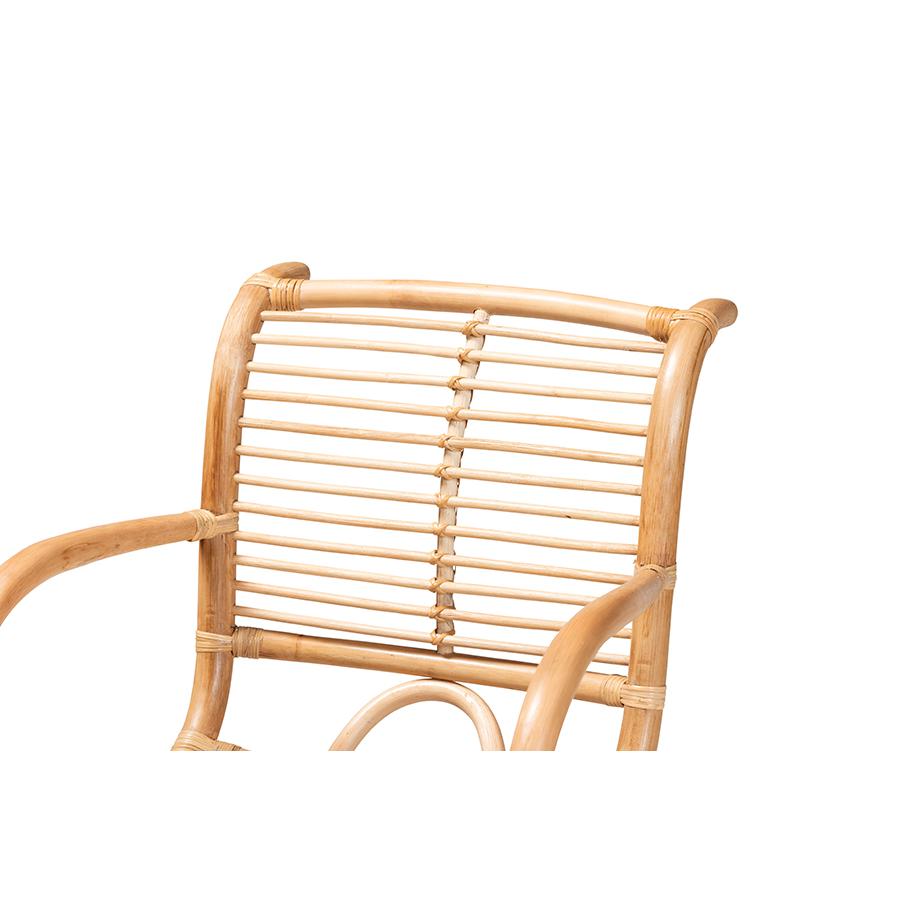 bali & pari Seminyak Modern Bohemian Natural Rattan Lounge Chair. Picture 5