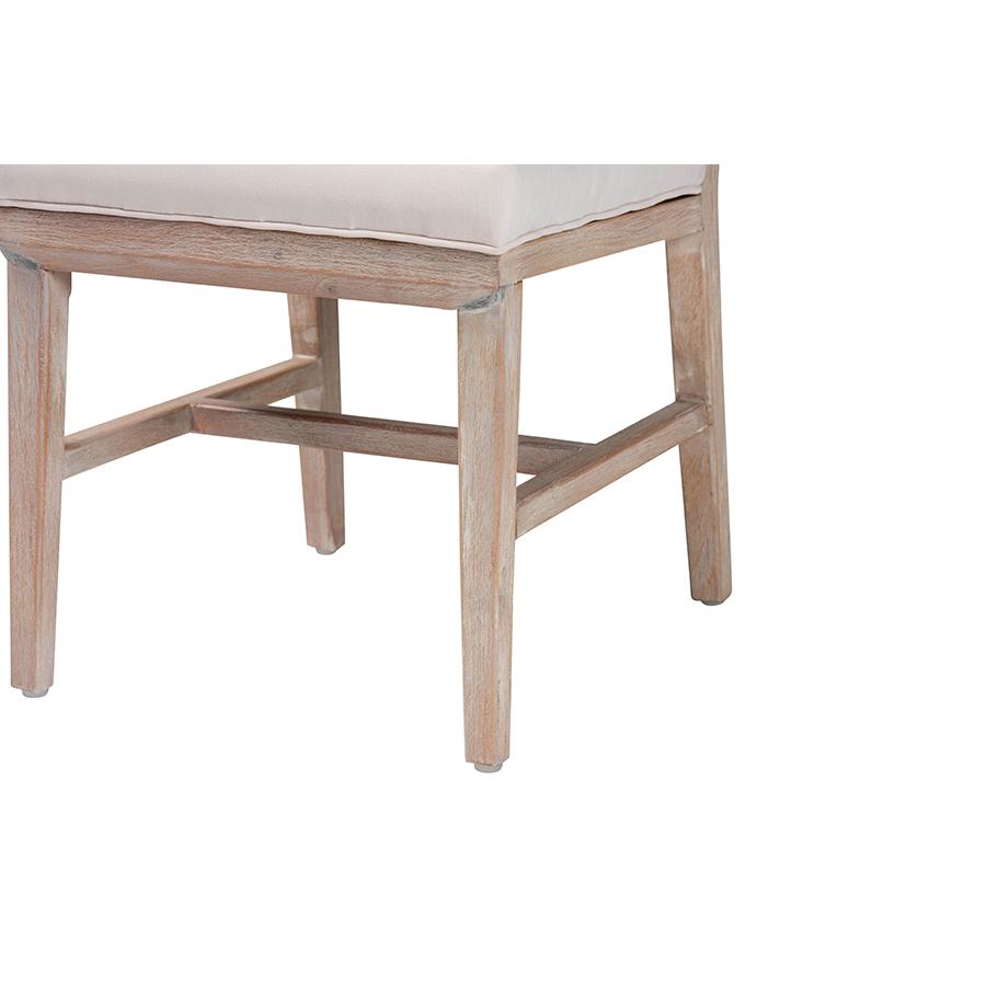 bali & pari Ulric Modern Bohemian White Washed Mahogany Wood Dining Chair. Picture 6