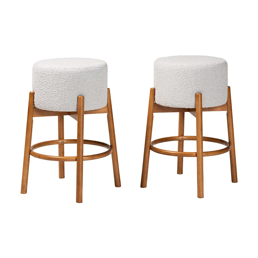Walnut Brown Finished Wood 2-Piece Bar Stool Set. Picture 1