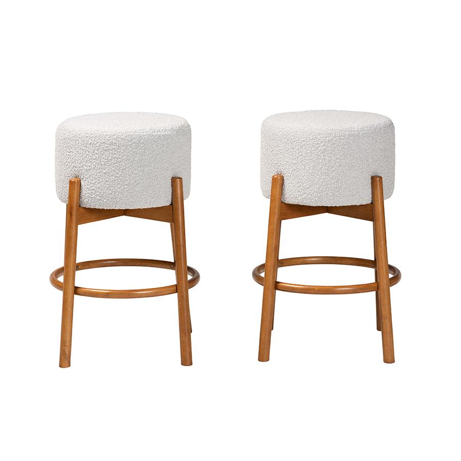 Walnut Brown Finished Wood 2-Piece Bar Stool Set. Picture 2