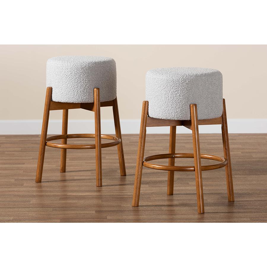 Walnut Brown Finished Wood 2-Piece Bar Stool Set. Picture 6