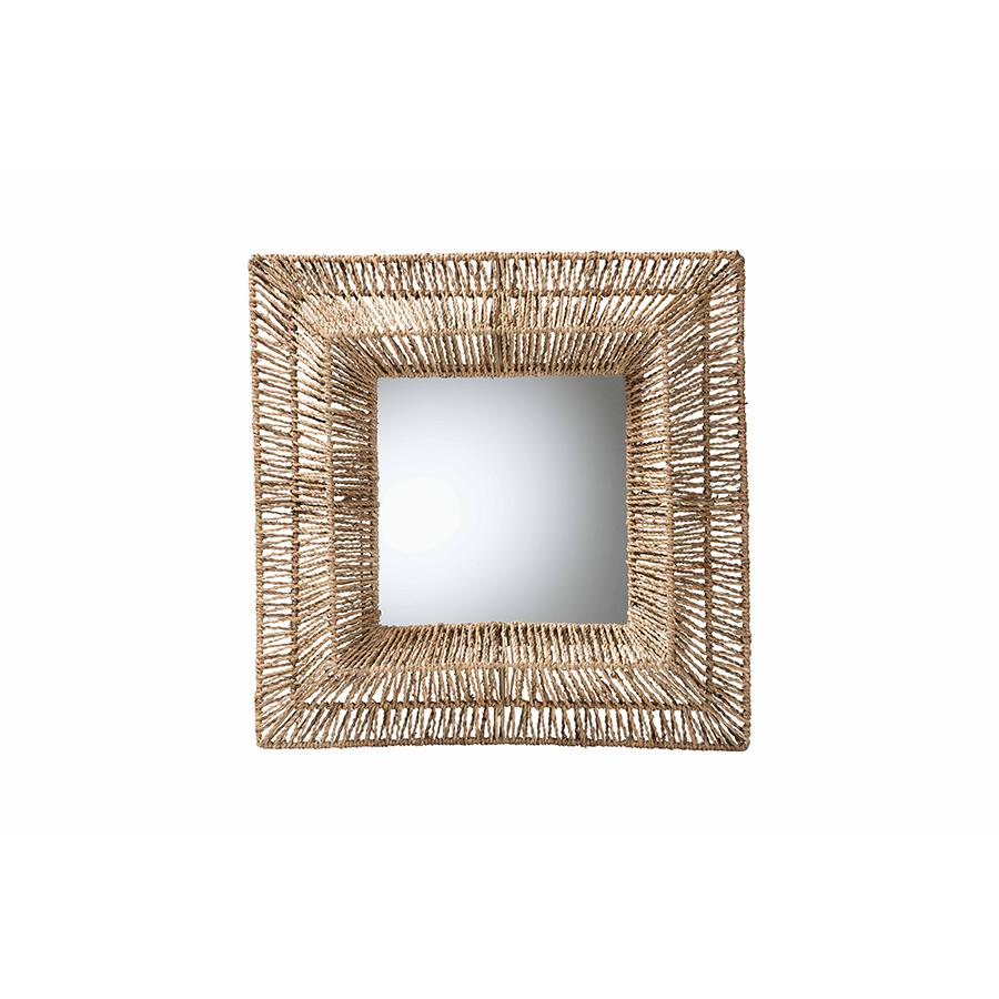 Bohemian Metal and Natural Brown Seagrass Accent Wall Mirror. Picture 1