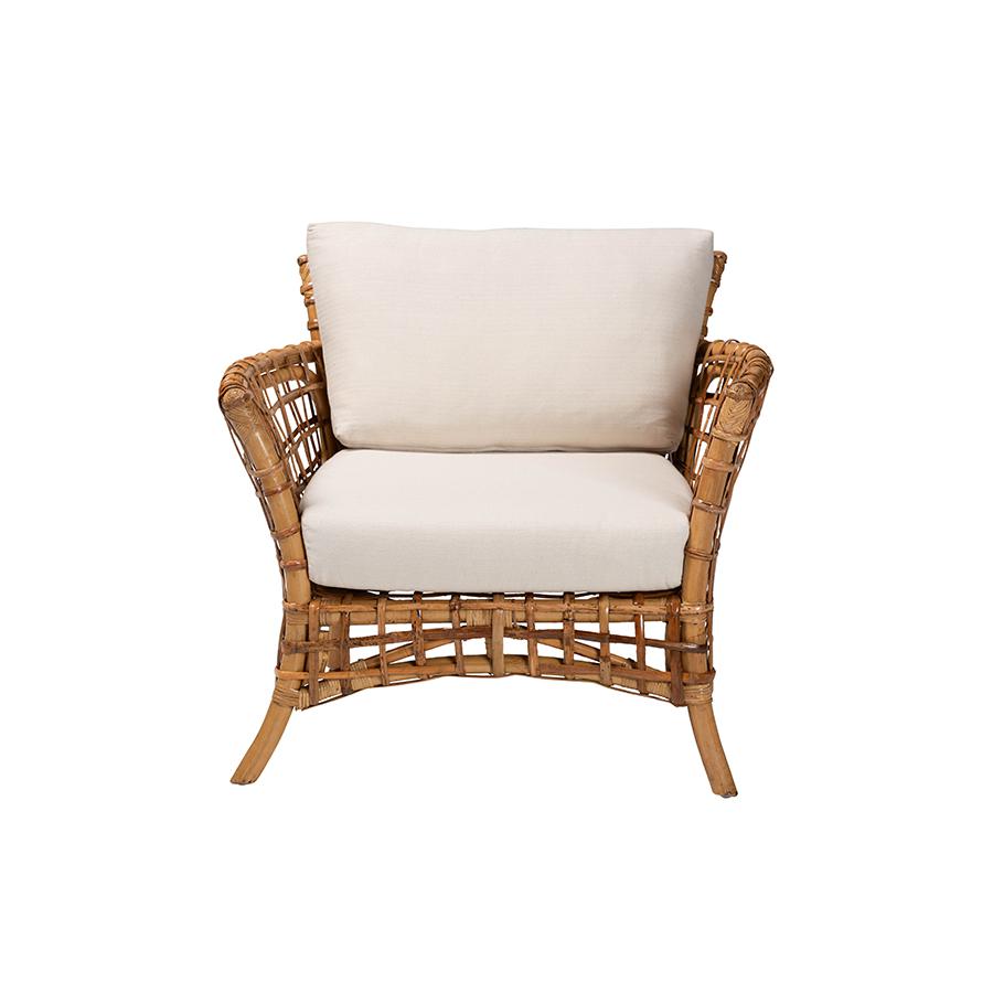 bali & pari Babette Modern Bohemian Natural Brown Rattan Arm Chair. Picture 2