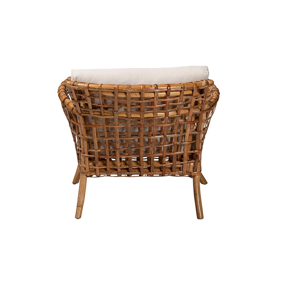 bali & pari Babette Modern Bohemian Natural Brown Rattan Arm Chair. Picture 4