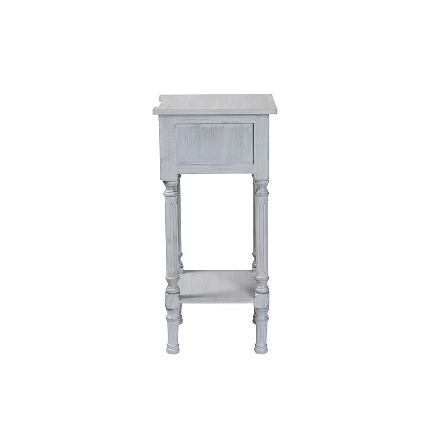Gellert Classic and Traditional Grey Finished Wood 1-Drawer End Table. Picture 4