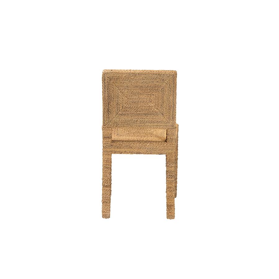 Anfield Modern Bohemian Natural Seagrass and Mahogany Wood Dining Chair. Picture 4