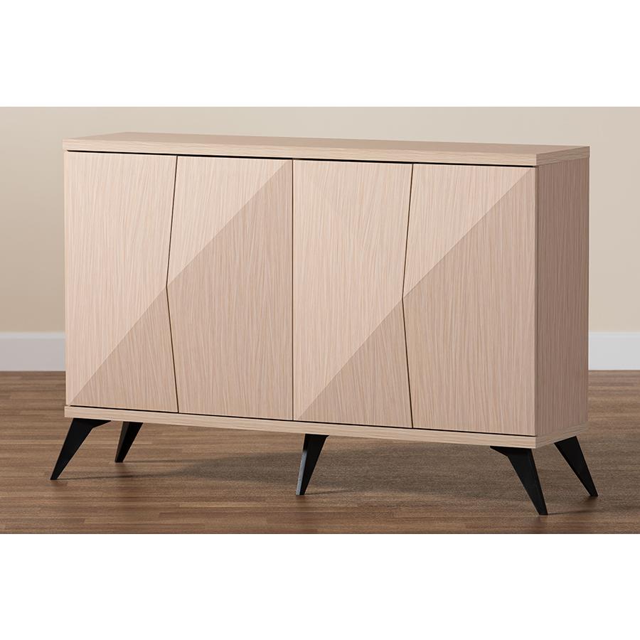 Modern Two-Tone Light Brown and Black Wood 4-Door Sideboard Buffet. Picture 8