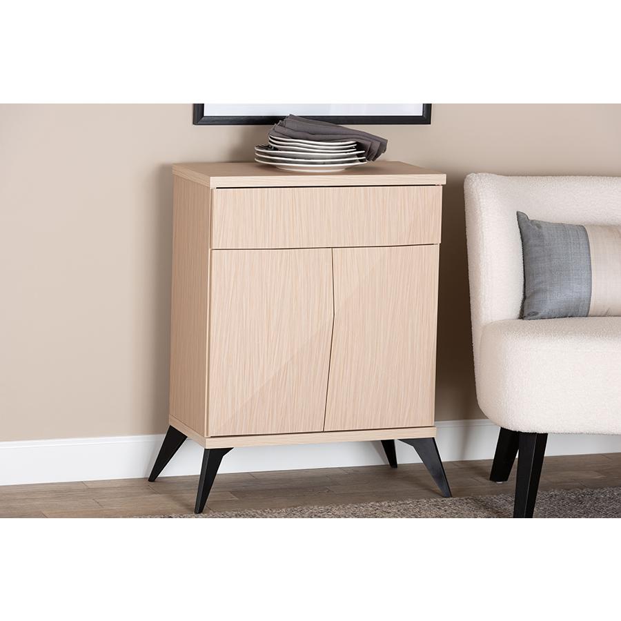 Modern Two-Tone Light Brown and Black Wood 2-Door Sideboard Buffet. Picture 7