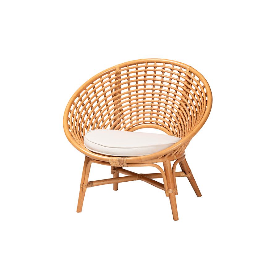 Aerin Modern Bohemian Natural Rattan Accent Chair. Picture 1
