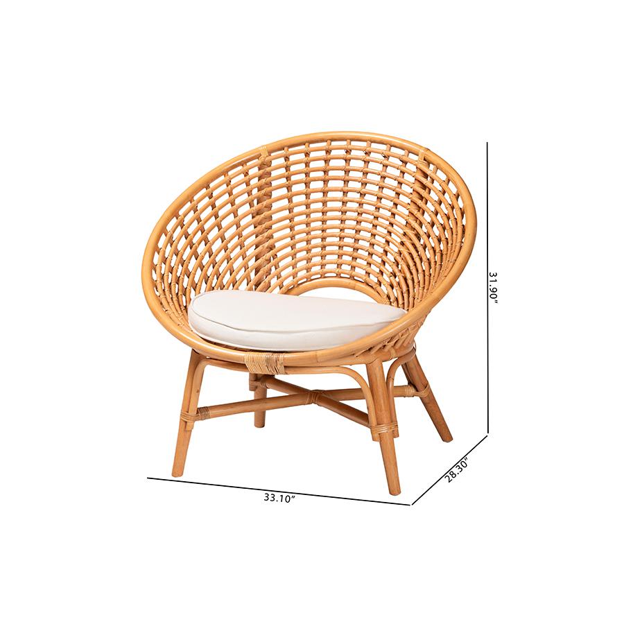 Aerin Modern Bohemian Natural Rattan Accent Chair. Picture 10
