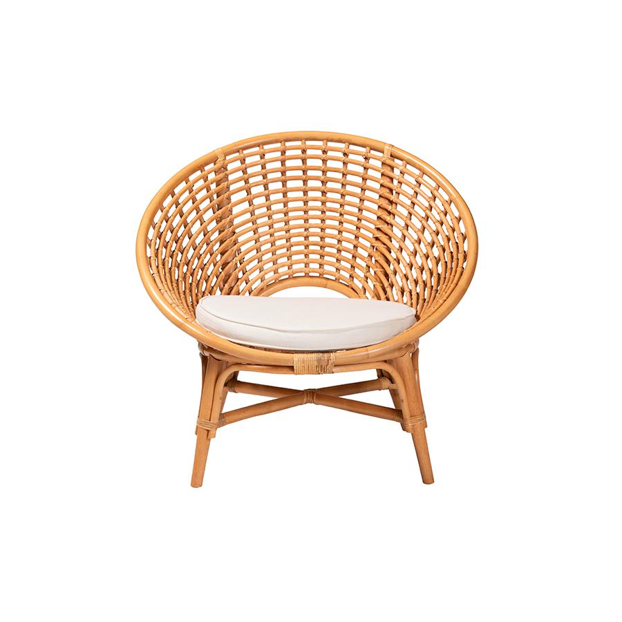 Aerin Modern Bohemian Natural Rattan Accent Chair. Picture 2