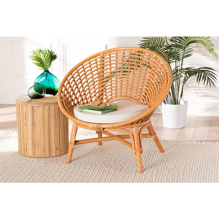 Aerin Modern Bohemian Natural Rattan Accent Chair. Picture 8