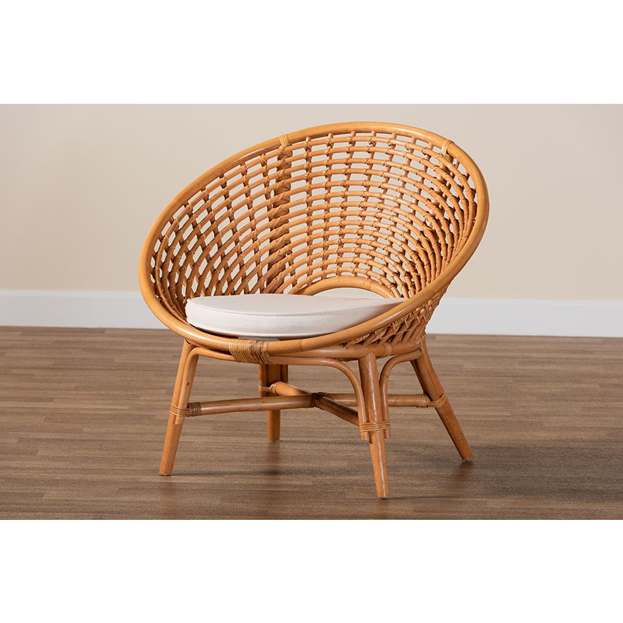 Aerin Modern Bohemian Natural Rattan Accent Chair. Picture 9