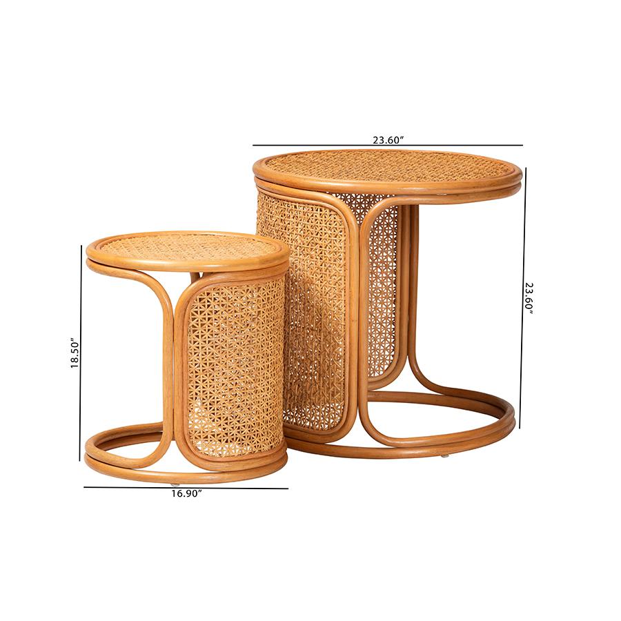 Eldon Bohemian Honey Rattan 2-Piece Nesting End Table Set. Picture 8