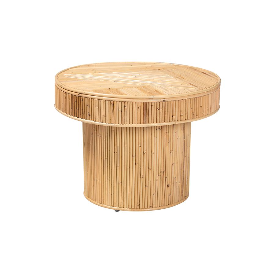 Iryna Modern Bohemian Natural Rattan End Table. Picture 1
