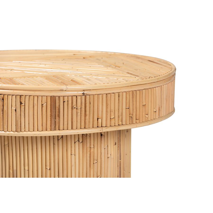 Iryna Modern Bohemian Natural Rattan End Table. Picture 2