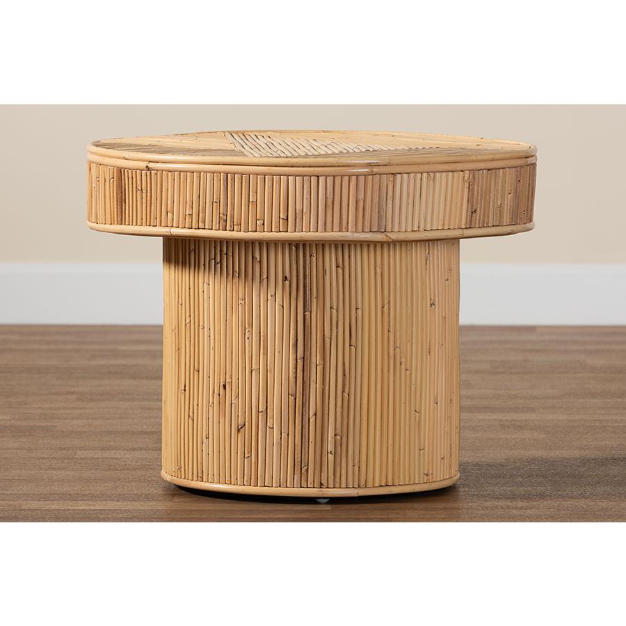 Iryna Modern Bohemian Natural Rattan End Table. Picture 7